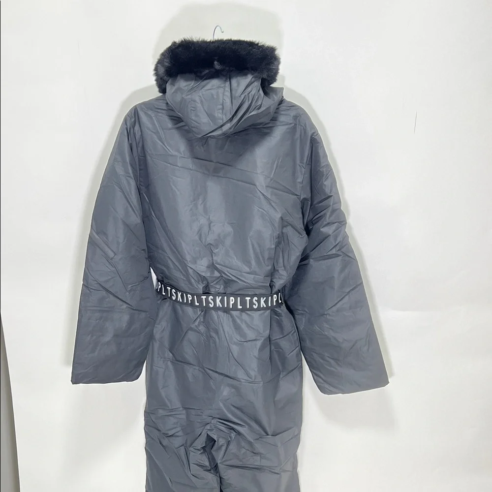 771 PrettyLittleThing Black Belted Ski Coat - Picture 4 of 4